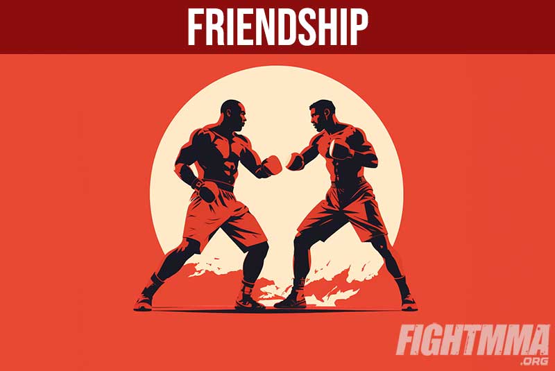 Two friends sparring by shadowboxing