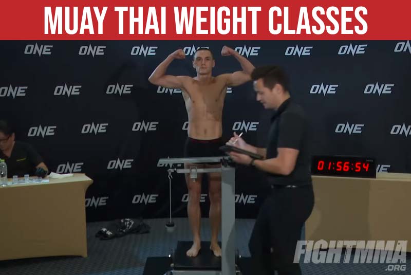 Muay Thai fighter weighing in